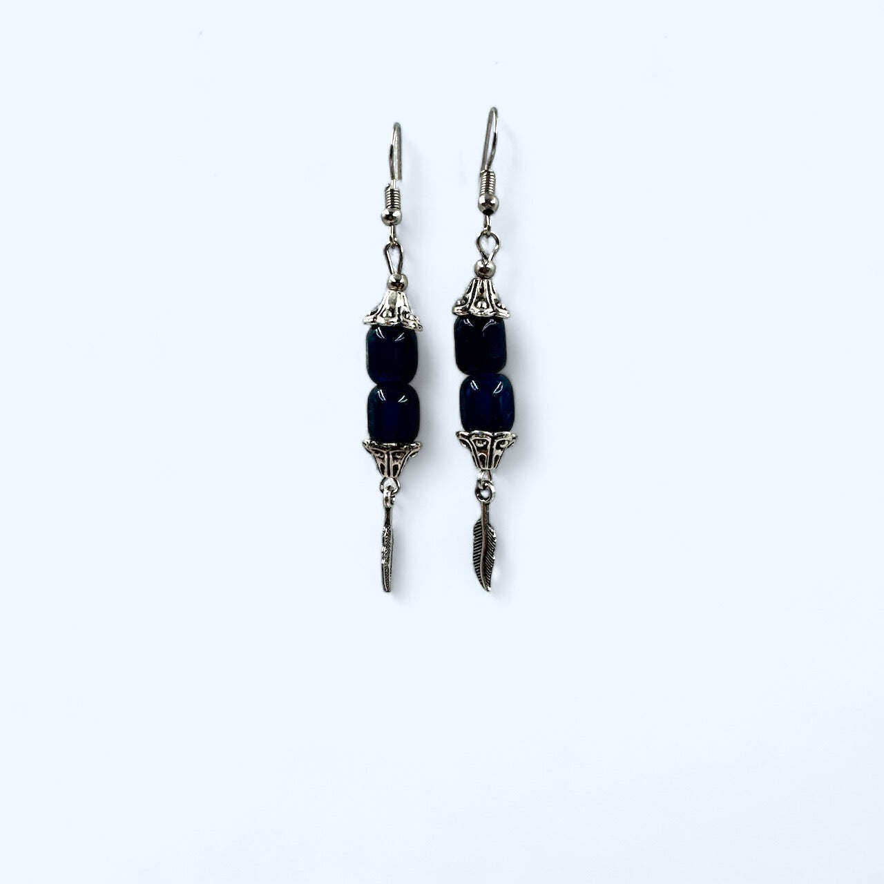 Silver Plated Oxidized Pendant with Beaded Necklace Set