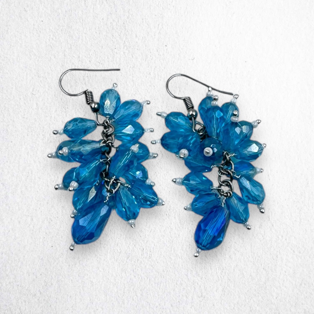 Blue Cluster Bead Necklace by Fluxa Fashion