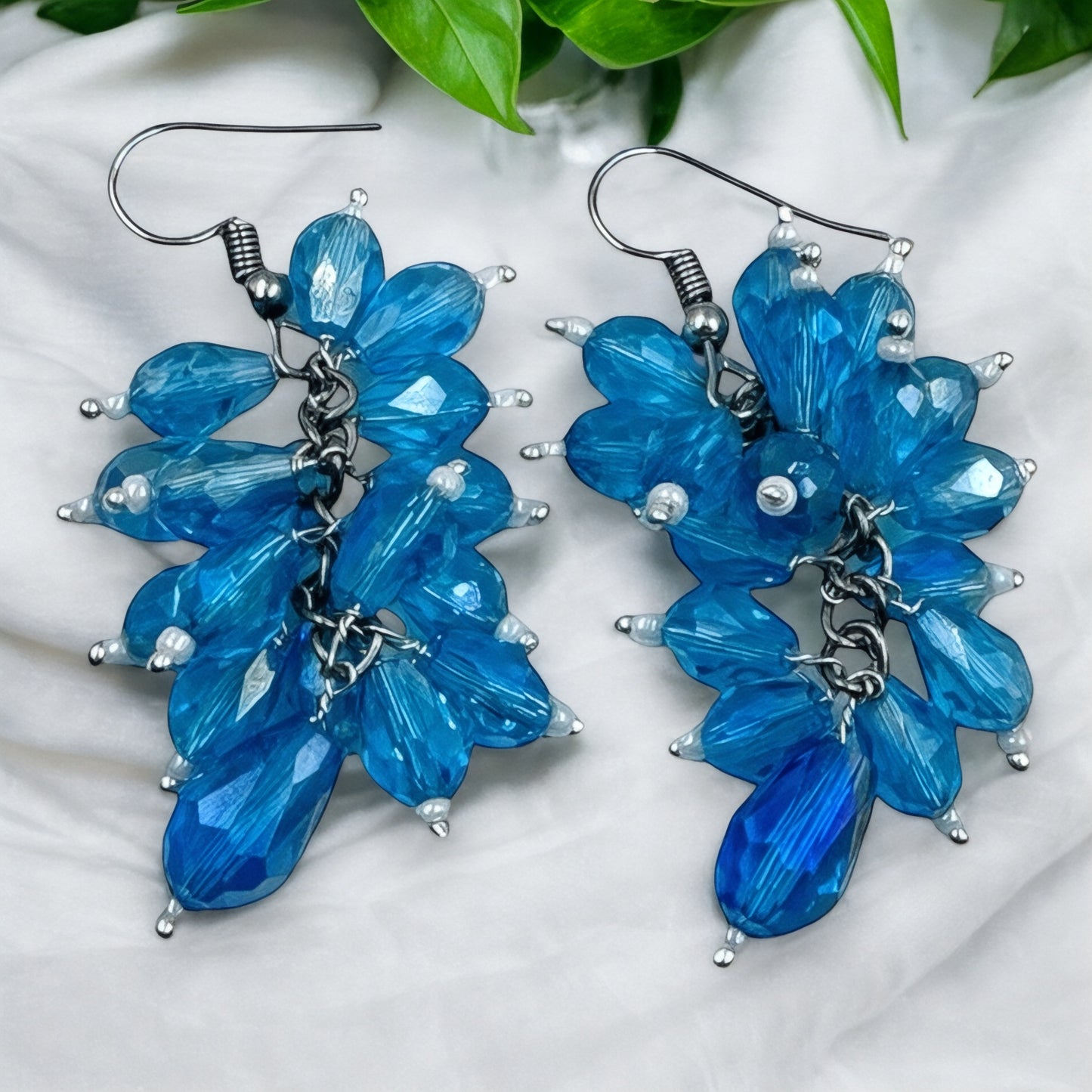 Blue Cluster Bead Necklace by Fluxa Fashion